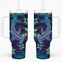 Purple Paradise Hawaiian Tribal Hammerhead Shark Tumbler With Handle LT14 One Size: 40 oz Purple - Polynesian Pride