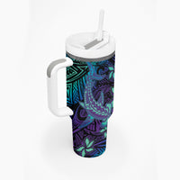 Purple Paradise Hawaiian Tribal Hammerhead Shark Tumbler With Handle LT14 - Polynesian Pride