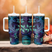 Purple Paradise Hawaiian Tribal Hammerhead Shark Tumbler With Handle LT14 - Polynesian Pride