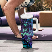 Purple Paradise Hawaiian Tribal Hammerhead Shark Tumbler With Handle LT14 - Polynesian Pride