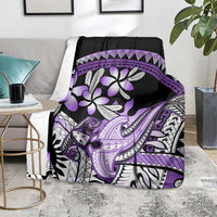 Purple Polynesian Blanket Hammerhead Shark Tattoo Royal Plumeria Gradient Vibes LT14 - Polynesian Pride
