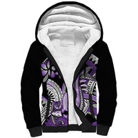 Purple Polynesian Sherpa Hoodie Hammerhead Shark Tattoo Royal Plumeria Gradient Vibes LT14 Unisex Purple - Polynesian Pride