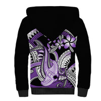 Purple Polynesian Sherpa Hoodie Hammerhead Shark Tattoo Royal Plumeria Gradient Vibes LT14 - Polynesian Pride