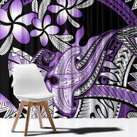 Purple Polynesian Window Curtain Hammerhead Shark Tattoo Royal Plumeria Gradient Vibes LT14 - Polynesian Pride