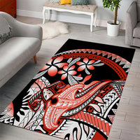 Red Polynesian Area Rug Hammerhead Shark Tattoo Royal Plumeria Gradient Vibes LT14 - Polynesian Pride
