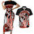 Red Polynesian Couples Matching Short Sleeve Bodycon Dress and Hawaiian Shirt Hammerhead Shark Tattoo Royal Plumeria Gradient Vibes LT14 Red - Polynesian Pride