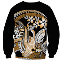 Gold Polynesian Hammerhead Shark Tattoo Sweatshirt Royal Plumeria Gradient Vibes LT14 - Polynesian Pride