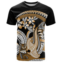 Gold Polynesian Hammerhead Shark Tattoo T Shirt Royal Plumeria Gradient Vibes LT14 Gold - Polynesian Pride