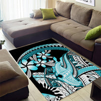 Turquoise Polynesian Hammerhead Shark Tattoo Area Rug Royal Plumeria Gradient Vibes LT14 - Polynesian Pride