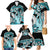 Turquoise Polynesian Hammerhead Shark Tattoo Family Matching Mermaid Dress and Hawaiian Shirt Royal Plumeria Gradient Vibes LT14 - Polynesian Pride