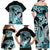 Turquoise Polynesian Hammerhead Shark Tattoo Family Matching Off Shoulder Maxi Dress and Hawaiian Shirt Royal Plumeria Gradient Vibes LT14 - Polynesian Pride