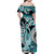 Turquoise Polynesian Hammerhead Shark Tattoo Family Matching Off Shoulder Maxi Dress and Hawaiian Shirt Royal Plumeria Gradient Vibes LT14 - Polynesian Pride