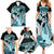 Turquoise Polynesian Hammerhead Shark Tattoo Family Matching Summer Maxi Dress and Hawaiian Shirt Royal Plumeria Gradient Vibes LT14 - Polynesian Pride