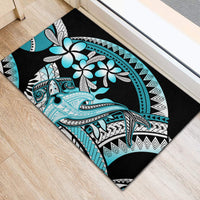 Turquoise Polynesian Hammerhead Shark Tattoo Rubber Doormat Royal Plumeria Gradient Vibes LT14 - Polynesian Pride