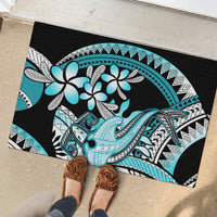 Turquoise Polynesian Hammerhead Shark Tattoo Rubber Doormat Royal Plumeria Gradient Vibes LT14 - Polynesian Pride