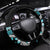 Turquoise Polynesian Hammerhead Shark Tattoo Steering Wheel Cover Royal Plumeria Gradient Vibes LT14 Universal Fit Turquoise - Polynesian Pride