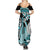 Turquoise Polynesian Hammerhead Shark Tattoo Summer Maxi Dress Royal Plumeria Gradient Vibes LT14 - Polynesian Pride