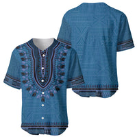 Blue African Dashiki With Fijian Tapa Pattern Baseball Jersey LT14 - Polynesian Pride