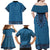 Blue African Dashiki With Fijian Tapa Pattern Family Matching Off Shoulder Maxi Dress and Hawaiian Shirt