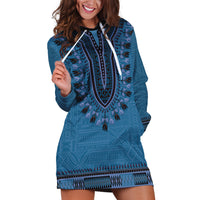 Blue African Dashiki With Fijian Tapa Pattern Hoodie Dress LT14 Blue - Polynesian Pride