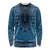 Blue African Dashiki With Fijian Tapa Pattern Long Sleeve Shirt