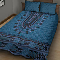 Blue African Dashiki With Fijian Tapa Pattern Quilt Bed Set LT14 - Polynesian Pride