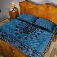 Blue African Dashiki With Fijian Tapa Pattern Quilt Bed Set LT14 - Polynesian Pride