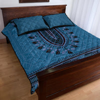 Blue African Dashiki With Fijian Tapa Pattern Quilt Bed Set LT14 - Polynesian Pride