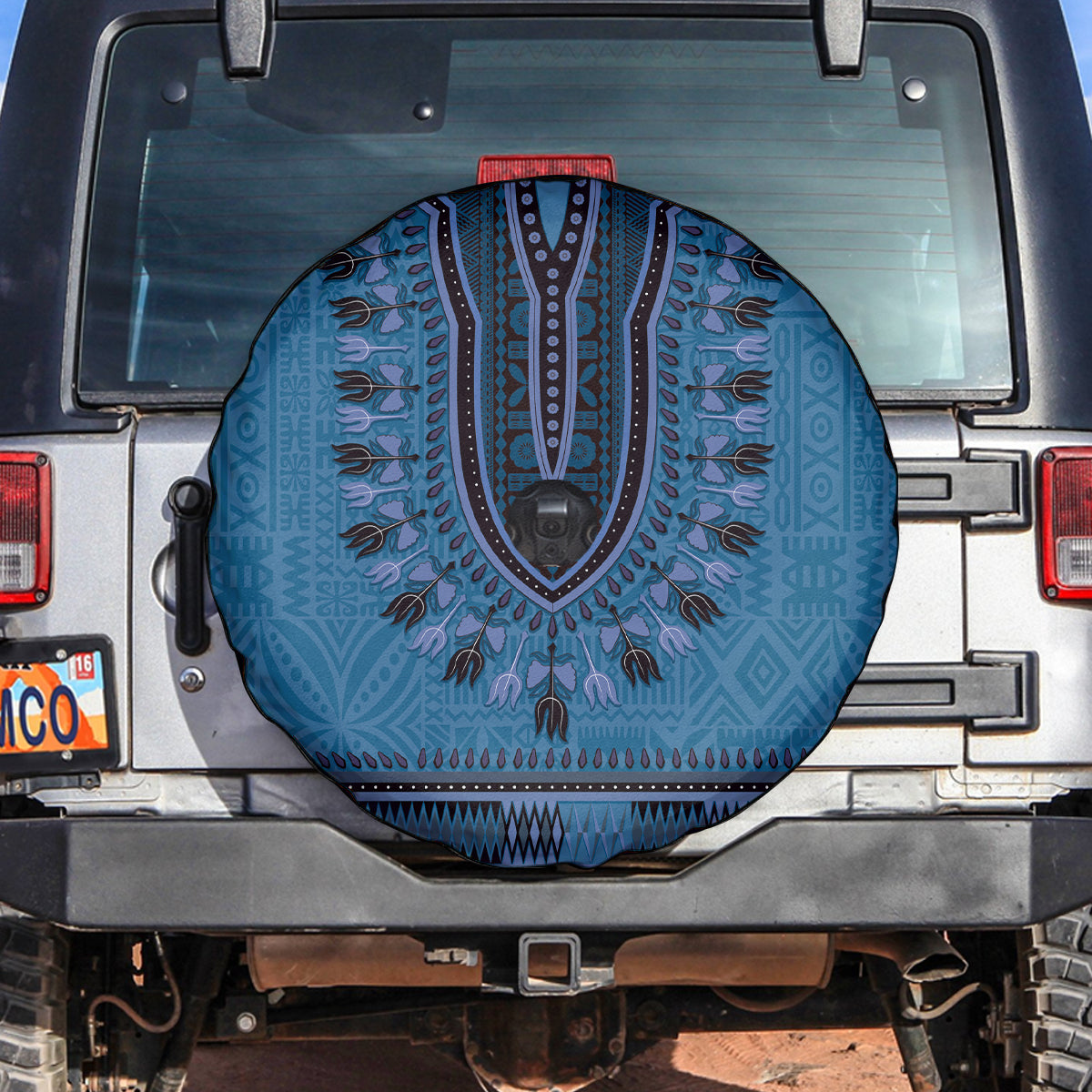 Blue African Dashiki With Fijian Tapa Pattern Spare Tire Cover LT14 Blue - Polynesian Pride