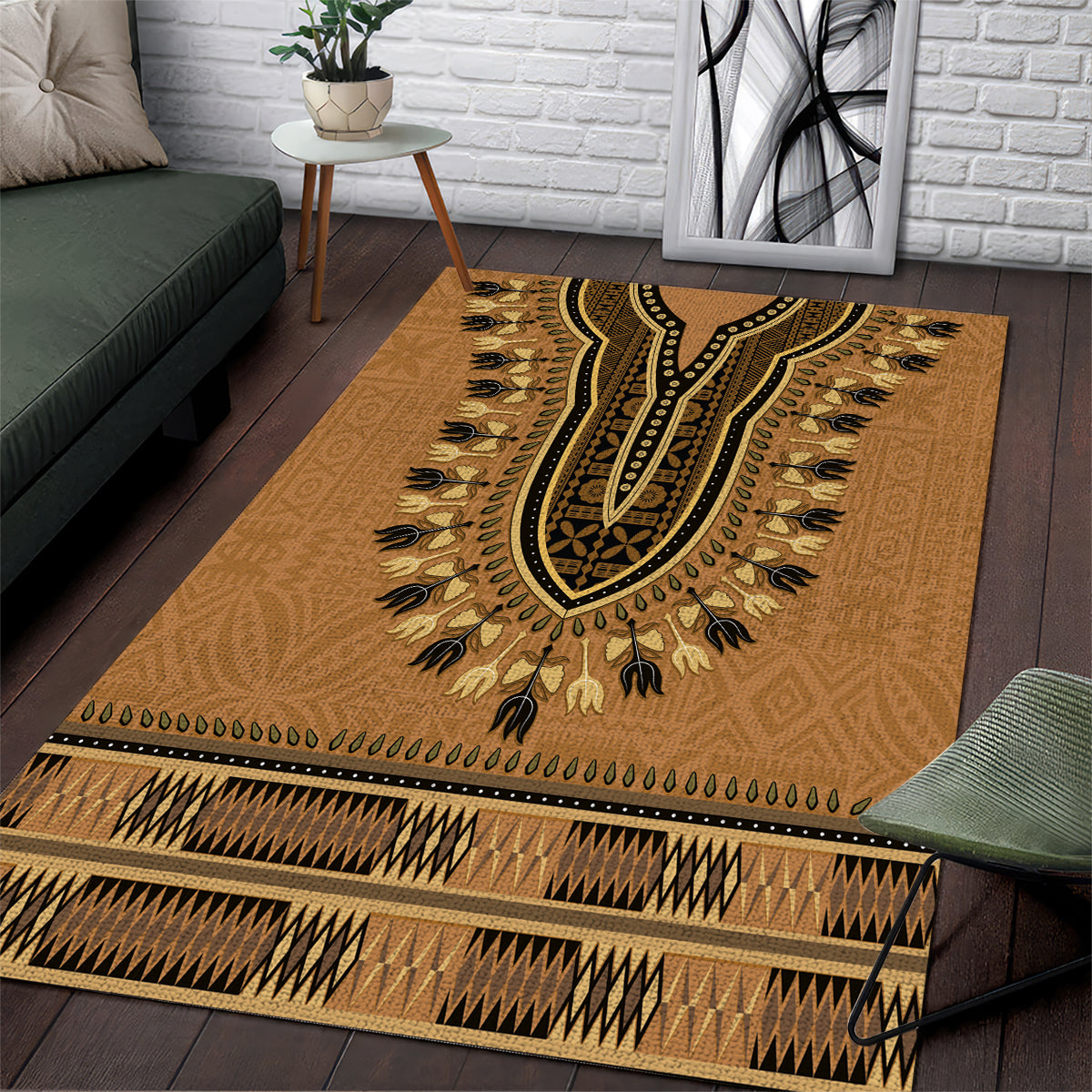 Brown African Dashiki With Fijian Tapa Pattern Area Rug LT14 Brown - Polynesian Pride