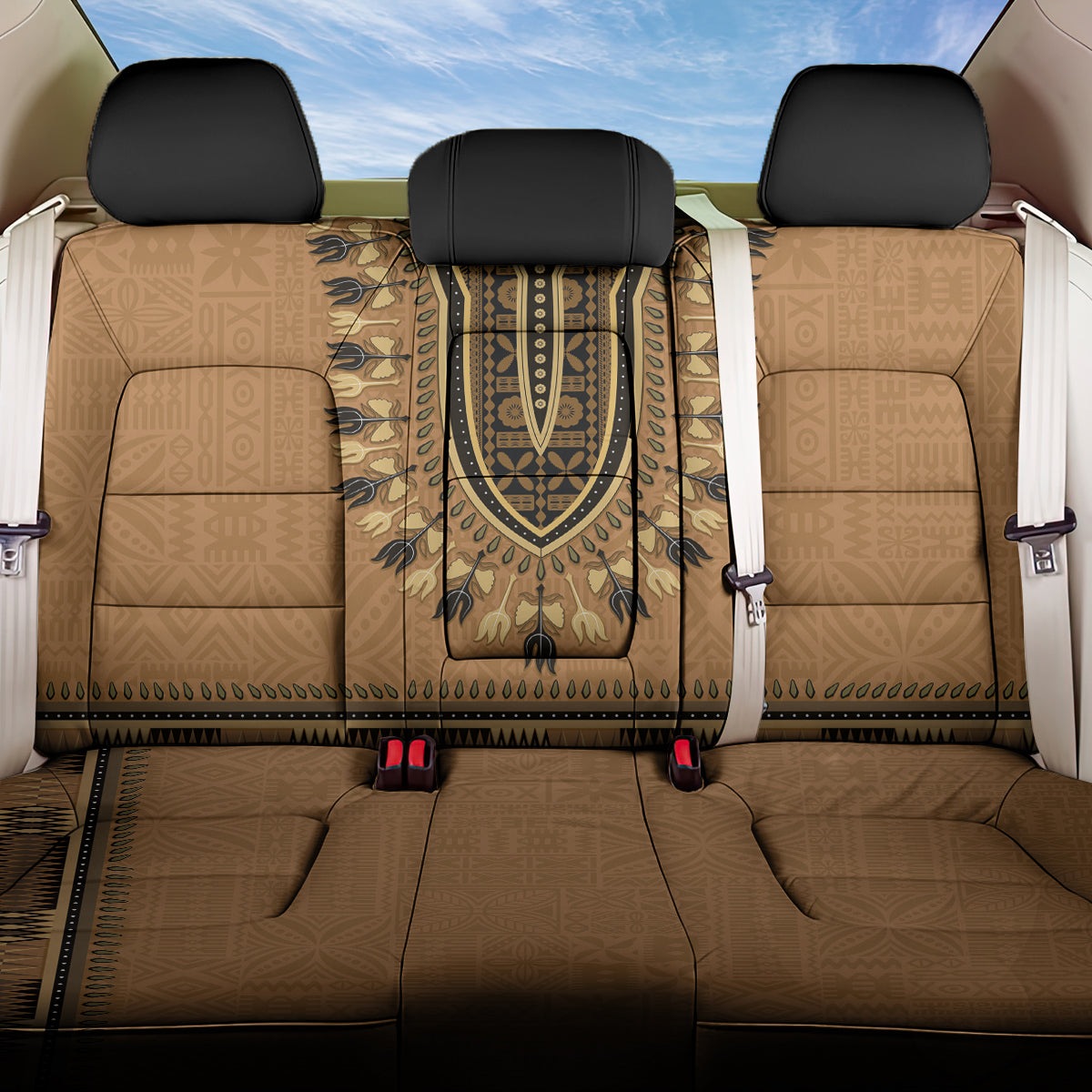 Brown African Dashiki With Fijian Tapa Pattern Back Car Seat Cover LT14 One Size Brown - Polynesian Pride