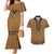 Brown African Dashiki With Fijian Tapa Pattern Couples Matching Mermaid Dress and Hawaiian Shirt