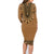 Brown African Dashiki With Fijian Tapa Pattern Family Matching Long Sleeve Bodycon Dress and Hawaiian Shirt