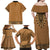 Brown African Dashiki With Fijian Tapa Pattern Family Matching Off Shoulder Maxi Dress and Hawaiian Shirt