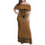 Brown African Dashiki With Fijian Tapa Pattern Family Matching Off Shoulder Maxi Dress and Hawaiian Shirt