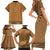 Brown African Dashiki With Fijian Tapa Pattern Family Matching Short Sleeve Bodycon Dress and Hawaiian Shirt