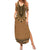 Brown African Dashiki With Fijian Tapa Pattern Family Matching Summer Maxi Dress and Hawaiian Shirt