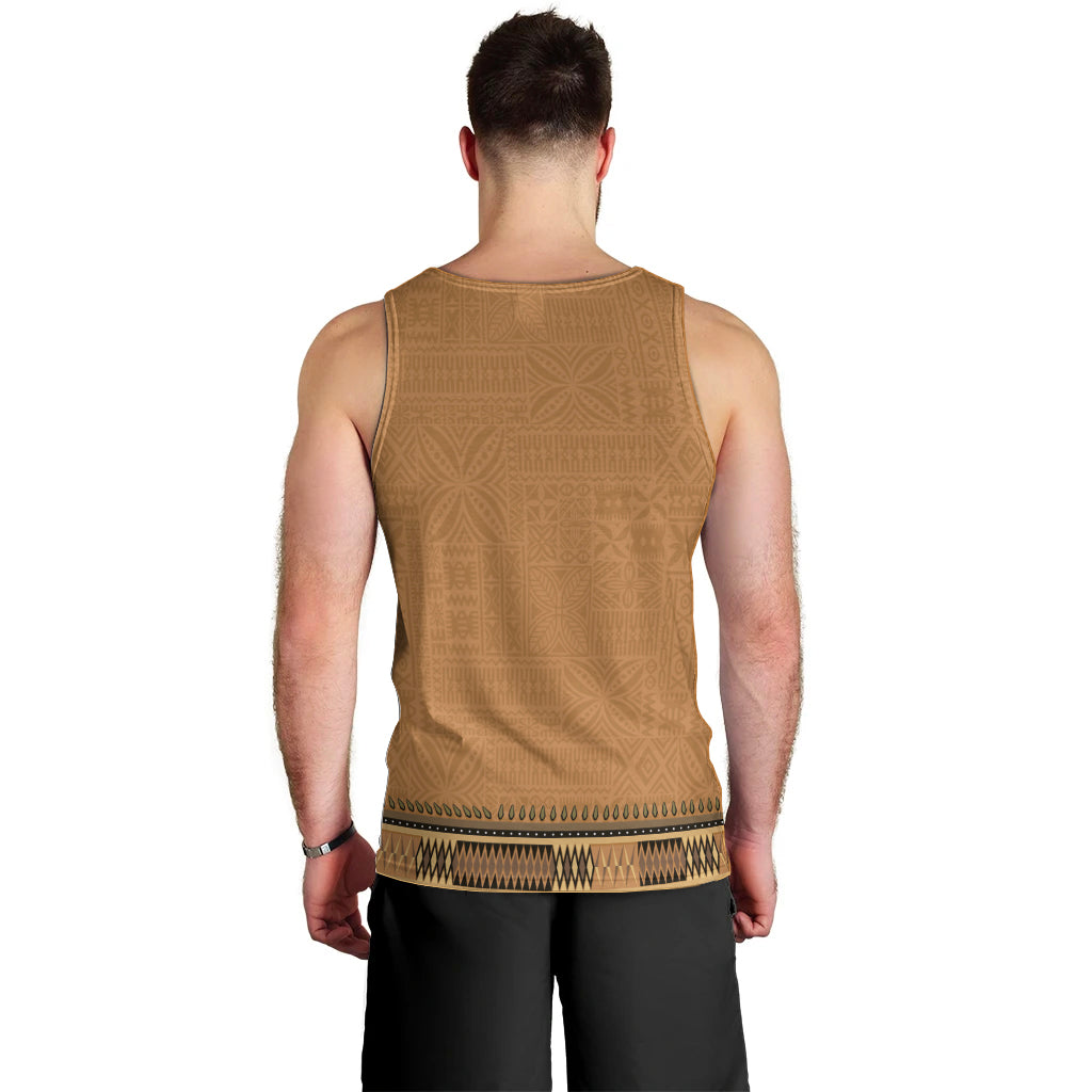 Brown African Dashiki With Fijian Tapa Pattern Men Tank Top LT14 - Polynesian Pride