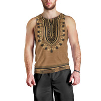 Brown African Dashiki With Fijian Tapa Pattern Men Tank Top LT14 - Polynesian Pride