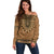 Brown African Dashiki With Fijian Tapa Pattern Off Shoulder Sweater