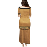 Brown African Dashiki With Fijian Tapa Pattern Puletasi LT14 - Polynesian Pride
