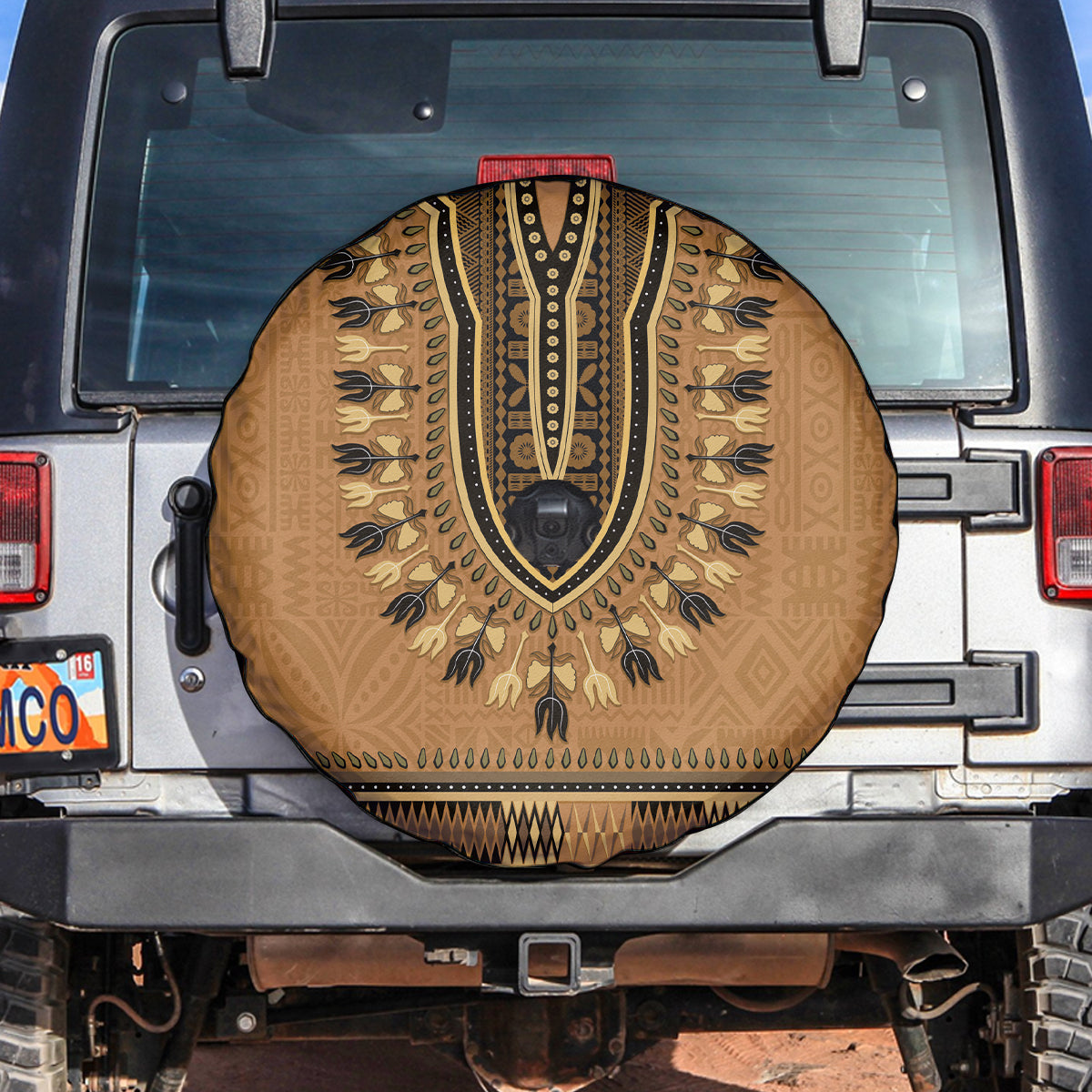 Brown African Dashiki With Fijian Tapa Pattern Spare Tire Cover LT14 Brown - Polynesian Pride