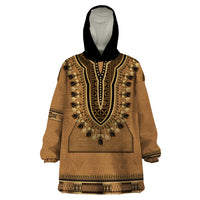 Brown African Dashiki With Fijian Tapa Pattern Wearable Blanket Hoodie LT14 One Size Brown - Polynesian Pride