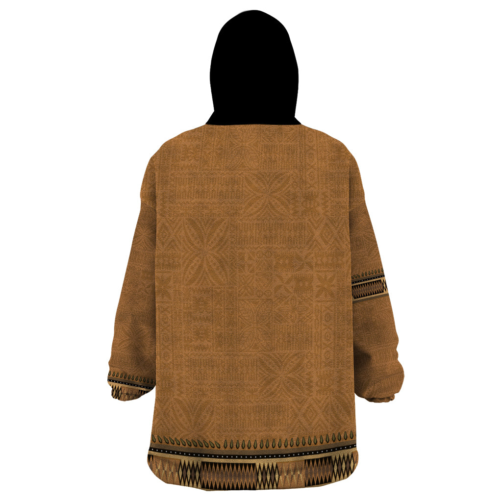 Brown African Dashiki With Fijian Tapa Pattern Wearable Blanket Hoodie LT14 - Polynesian Pride