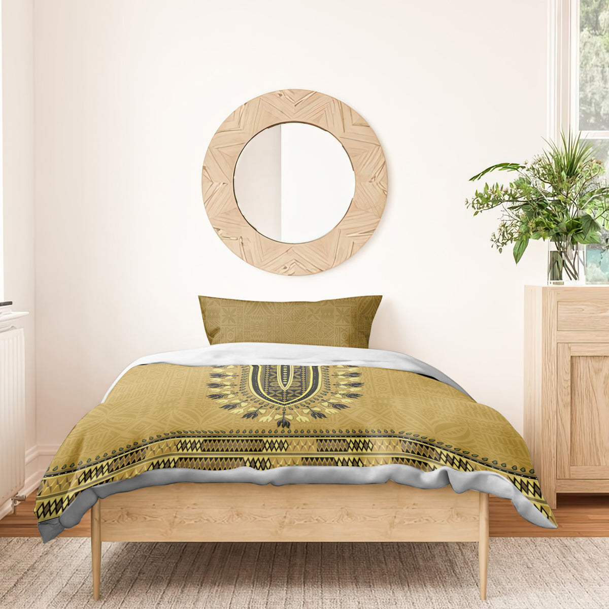 Gold African Dashiki With Fijian Tapa Pattern Bedding Set LT14 - Polynesian Pride
