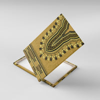 Gold African Dashiki With Fijian Tapa Pattern Canvas Wall Art LT14 With Frame Gold - Polynesian Pride