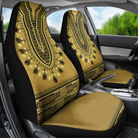 Gold African Dashiki With Fijian Tapa Pattern Car Seat Cover LT14 - Polynesian Pride