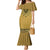 Gold African Dashiki With Fijian Tapa Pattern Family Matching Mermaid Dress and Hawaiian Shirt