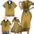 Gold African Dashiki With Fijian Tapa Pattern Family Matching Short Sleeve Bodycon Dress and Hawaiian Shirt