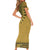 Gold African Dashiki With Fijian Tapa Pattern Family Matching Short Sleeve Bodycon Dress and Hawaiian Shirt